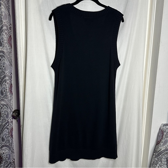 ASOS Monki Robin cotton knitted v neck sleeveless black mini dress - Picture 7 of 17